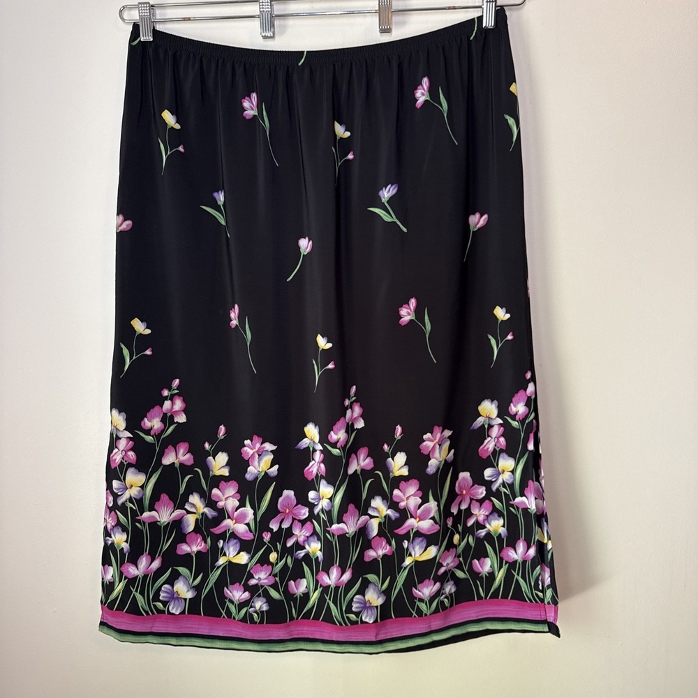 Erena Womens Midi Skirt Floral Fairy Size 3X Sheer Side Vents Feminine‎ Mature